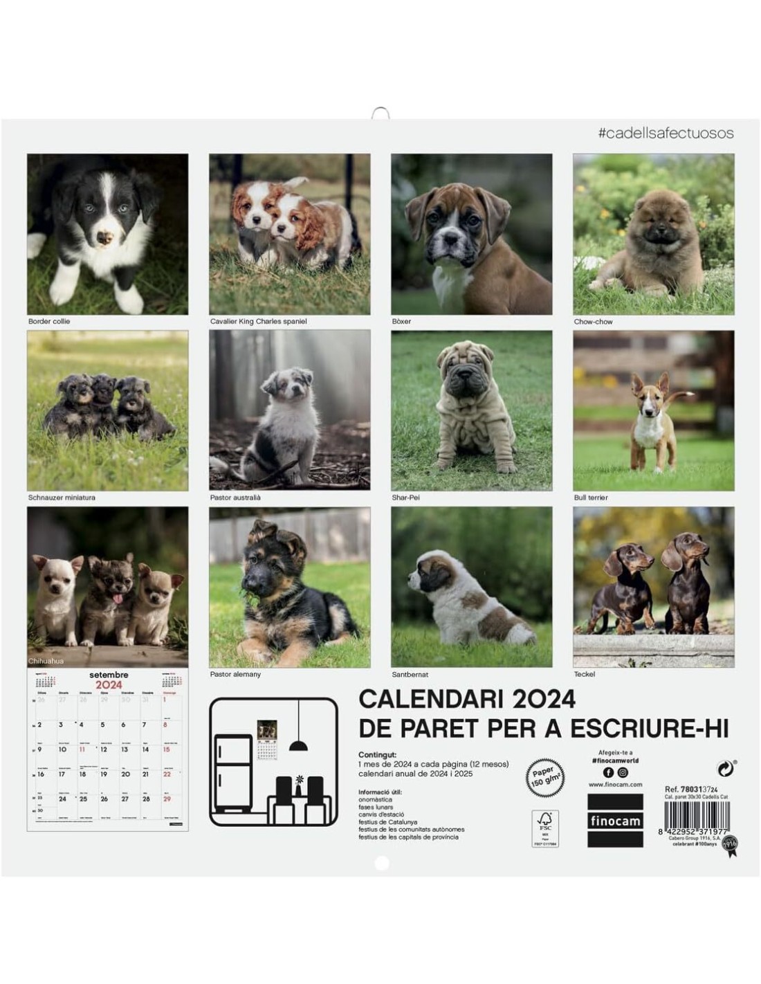 Calendario Paret Escr X Cachorros Cat Finoc Liquid