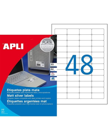 ETIQUETAS ADHESIVAS APLI 45,7x21,20mm. PARA EXTERIORES. 20H