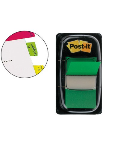 DISPENSADOR BANDERITAS INDEX VERDE 50UD. POST-IT