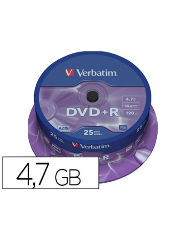 BOBINA DE 25U. DVD+R VERBATIM 16X DE 4,7GB