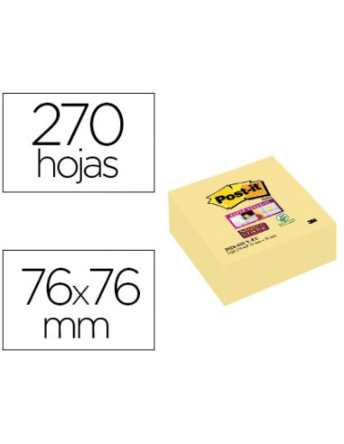 BLOC DE NOTAS ADHESIVAS POST-IT 76X76MM CON 270 HOJAS AMRILL