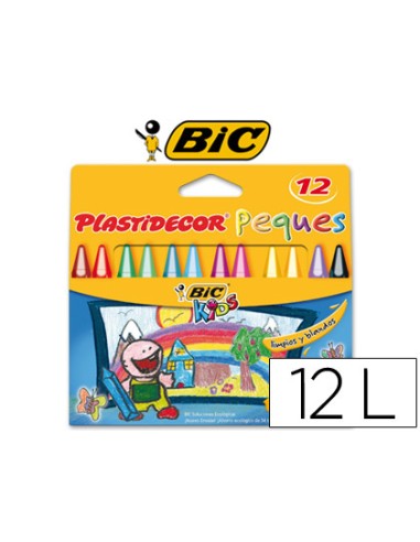 LÁPICES PLASTIDECOR BIC PEQUEÑOS CAJA DE 12 COLORES