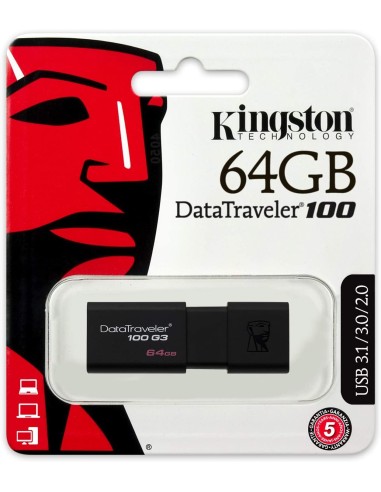 PENDRIVE USB KINGSTON 64GB 3.1 COLOR NEGRO