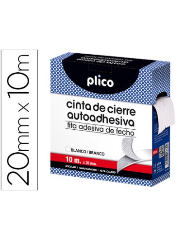 CINTA DE CIERRE ADHESIVA PLICO VELCRO BLANCO 20MM X 10 M