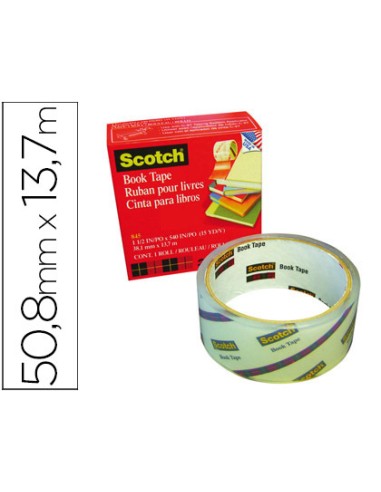 CINTA ADHESIVA SCOTCH 845 BOOK TAPE 50,8 MM X 13,7 MT