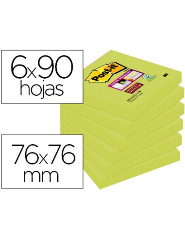 BLOC DE NOTAS ADHESIVAS 76X76MM 90 HOJAS COLOR VERDE ESPÁRRA