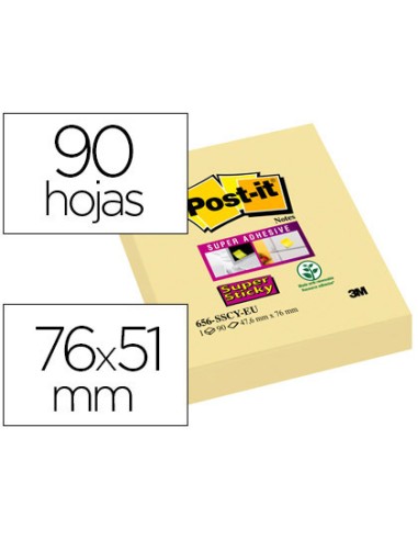 BLOC DE NOTAS ADHESIVAS 51X78 MM 90 HOJAS COLOR AMARILLO CAN