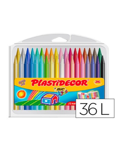 LÁPICES CERA PLASTIDECOR CAJA 36 COLORES