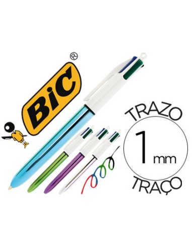 BOLÍGRAFO BIC CUATRO COLORES SHINE METALIZADOS PUNTA 1 MM