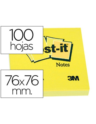 BLOC DE NOTAS ADHESIVAS 76X76 MM 100 HOJAS AMARILLO POST-IT