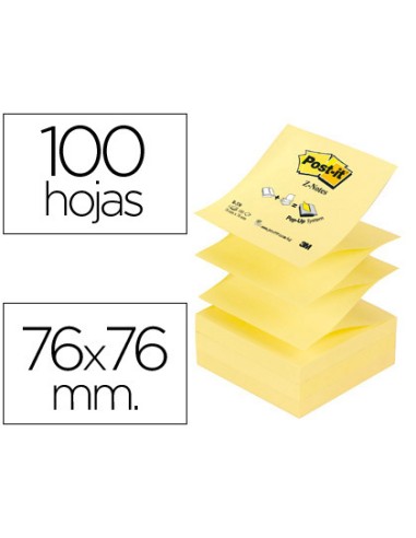 BLOC DE NOTAS ADHESIVAS POST-IT 76X76MM Z-NOTAS 100 HOJAS