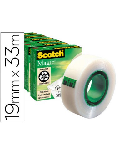 CINTA ADHESIVA SCOTCH MAGIC 33X19 MM PACK 6 ROLLOS INVISIBLE