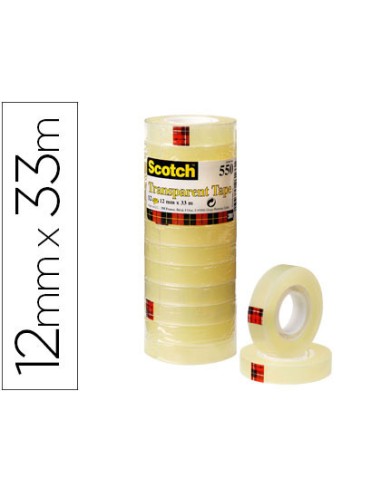 CINTA ADHESIVA SCOTCH TRANSPARENTE 12MM X 33MT PACK DE 12