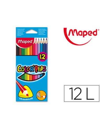 LÁPICES COLORES MAPED TRIANGULARES CAJA CARTÓN 12 UNIDADES