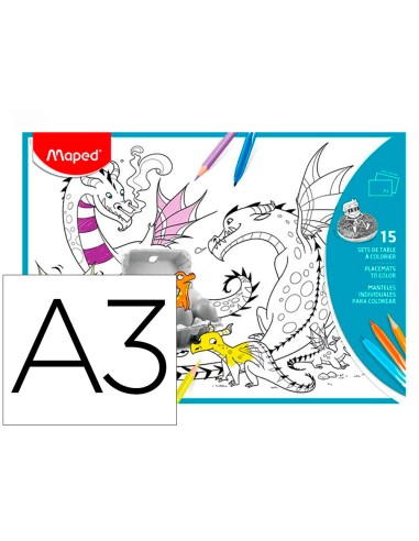 MANTEL PARA COLOREAR MAPED INDIVIDUAL A3. PACK DE 15 UDS.