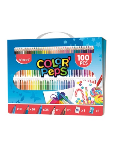 ESTUCHE DE PINTURA MAPED COLOR PEPS KIT 100 PIEZAS ASURTIDAS