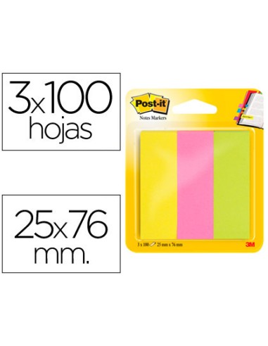 BLOC NOTAS ADHESIVAS POST-IT MININOTAS ROSA/VERDE/AMARILLO N