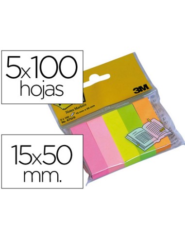 BLOC NOTAS ADHESIVAS POST-IT 15X50 MM 100 BANDERITAS