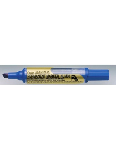 ROTULADOR PERMANENTE AZUL PENTEL MAXIFLO PUNTA BISELADA