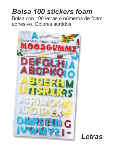 STICKERS LETRAS FOLIA ADHESIVAS DIFERENTES COLORES 100UD