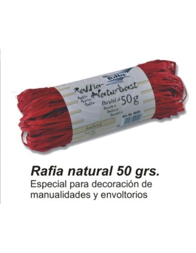 RAFIA NATURAL 50GR ROJO FOLIA