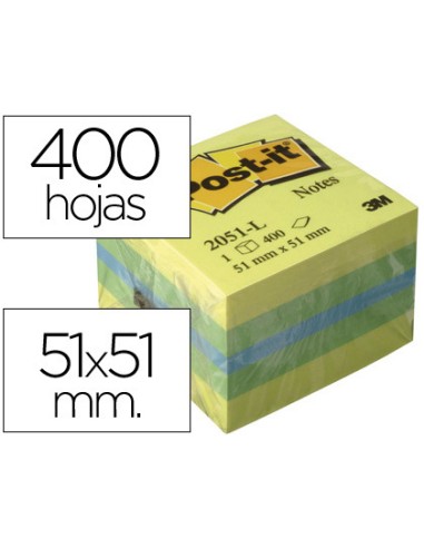 BLOC DE NOTAS ADHESIVAS POST-IT 51X51 MINICUBO COLOR LIMÓN