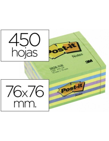 BLOC NOTAS ADHESIVAS POST-IT 76X76 MM CUBO AZUL Y VERDE