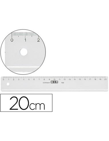 REGLA M+R 20 CM PLÁSTICO TRANSPARENTE