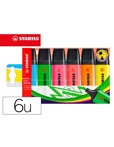 MARCADOR FLUORESCENTE STABILO BOSS ORIGINAL 6 UNIDADES