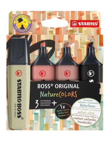 MARCADOR STABILO BOSS ORIGINAL COLORES NATURALES 4UD