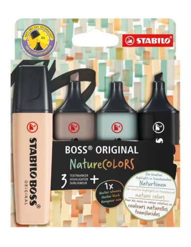 MARCADOR STABILO BOSS ORIGINAL COLORES NATURALES 4UD