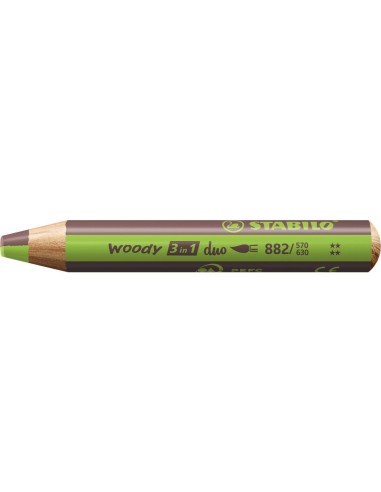 LAPIZ COLOR STABILO WOODY 3EN1 DUO VERDE CLARO Y MARRÓN