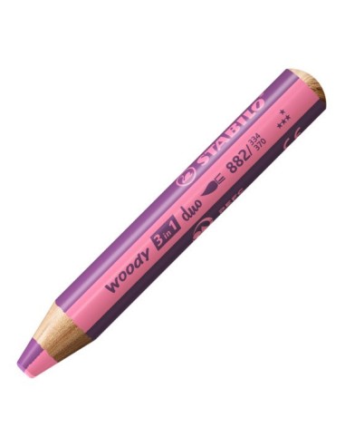 LAPIZ COLOR STABILO WOODY 3EN1 DUO ROSA Y LILA