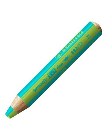 LAPIZ COLOR STABILO WOODY 3EN1 DUO VERDE CLARO Y TURQUESA