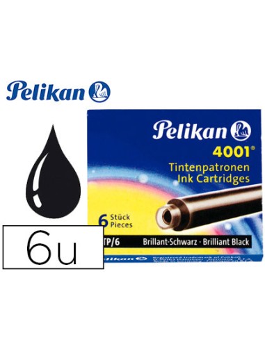 TINTA PARA PLUMAS NEGRA 6 CARTUCHOS PELIKAN