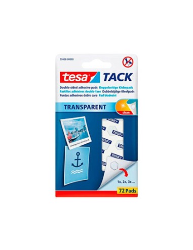 TACK AUTOADHESIVO TESA REMOVIBLE DOBLE CARA TRANSPARENTE 72U