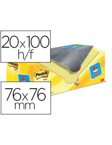 BLOC DE NOTAS ADHESIVAS POST-IT AMARILLO 76X76MM. 14+6P