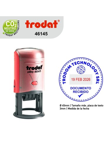 SELLO CON TEXTO Y FECHADOR TRODAT PRINTY 46145 MONOCOLOR.