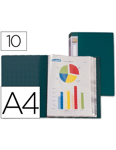 CARPETA LIDERPAPEL PERSONALIZABLE COLOR VERDE,10 FUNDAS 40µm