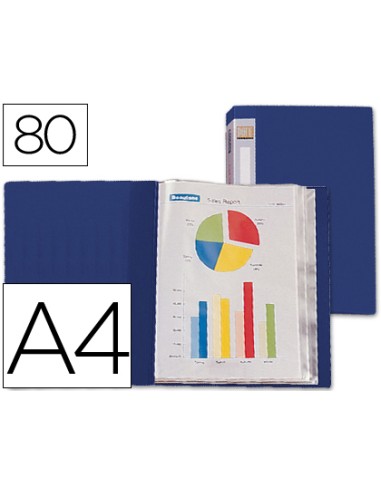 CARPETA LIDERPAPEL PERSONALIZABLE AZUL, 80 FUNDAS DE 40µm