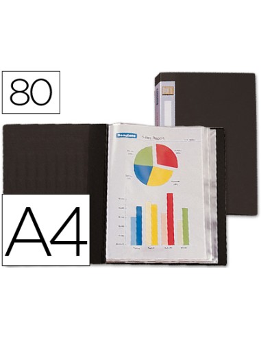 CARPETA LIDERPAPEL PERSONALITZABLE NEGRA, 80 FUNDAS DE 40µm