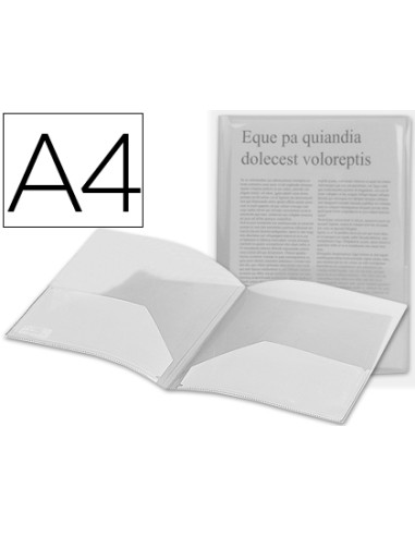 CARPETA DOSSIER 2 BOLSILLOS DIN A4 INCOLORA LIDERPAPEL