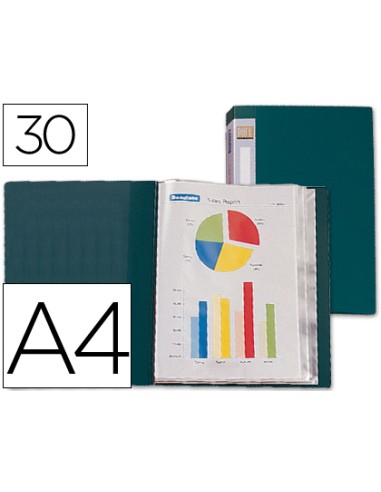 CARPETA 30 FUNDAS A4 LOMO PERSONALIZABLE VERDE LIDERPAPEL