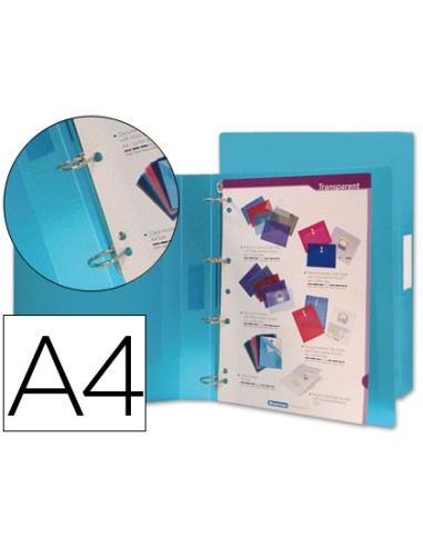 CARPETA LIDERPAPEL DINA4 CON 4 ANILLAS AZUL FROSTY