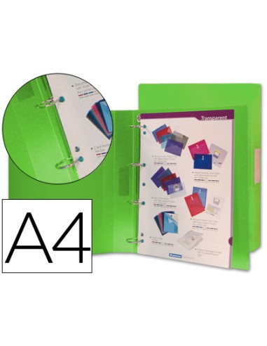 CARPETA LIDERPAPEL DINA4 CON 4 ANILLAS VERDE FROSTY