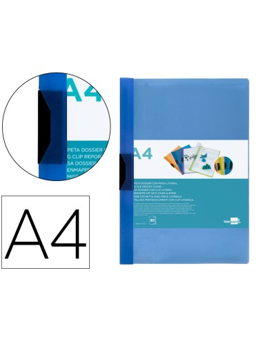 CARPETA DOSSIER PINZA LATERAL A4 AZUL 30H LIDERPAPEL