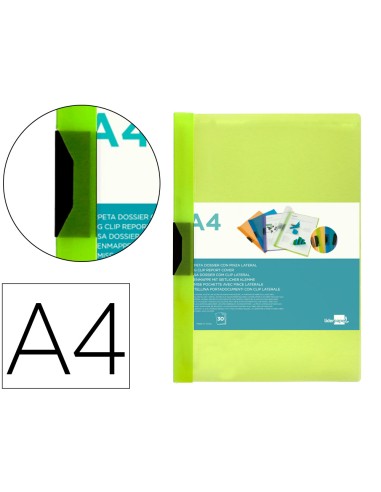 CARPETA DOSSIER PINZA A4 PP VERDE CLARO 30H LIDERPAPEL