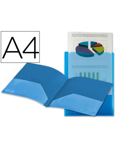 CARPETA LIDERPAPEL DINA4 AZUL CON DOS BOLSAS "CANGURO"