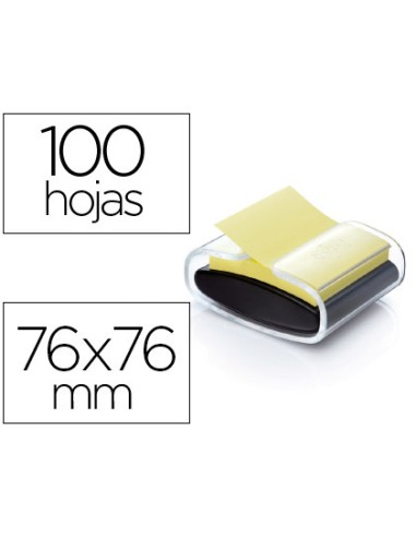 DISPENSADOR DE NOTAS POST-IT NEGRO CON 1 BLOC DE 100 NOTAS