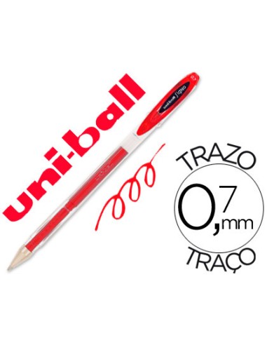 BOLÍGRAFO UNIBALL CON TINTA DE GEL ROJA I UN TRAZO DE 0,4mm